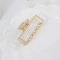 Elegant gold rectangular metal hair claw clip with pearl accessories on lace background - 61# Medium Metal Square Claw Clip / Medium