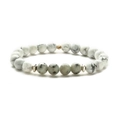 Bracciale di perline in turchese bianco naturale e pietra flash con distanziatori - Turchese Bianco