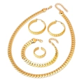 4-teiliges goldenes Schmuckset mit geflochtener Halskette, Armband, Ohrringen und Ring - 4-Teiliges Set (Halskette+Armband+Ohrringe+Ring) / Gold