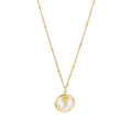 Gouden kralenketting met ronde schelphanger versierd met een gouden roos reliëf - Ronde Roos Ketting (Wit)