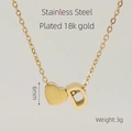 18k gold plated stainless steel heart necklace with letter D pendant and 6mm diameter - Letter D