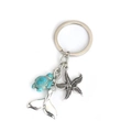 Porte-clés thème marin avec tortue turquoise, étoile de mer et pendentif queue de baleine - Style Tortue Étoile de Mer Queue de Baleine (AQ-480)