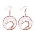 Handmade tree of life earrings featuring white crystal stones in rose gold wire - White Crystal