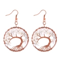 Handmade life of tree wire wrapped earrings with white natural crystal stone chips - White Howlite