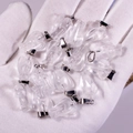 Set of clear crystal angel wing pendants with silver metal clasps for DIY jewelry making - Watermelon White Stone