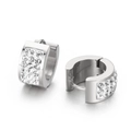 Orecchini huggie chic in acciaio inossidabile argento con tre file di strass di cristallo - Tonalità Argento Zircone Bianco (KE108256-TGD)