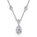 Collana in argento sterling S925 con pendente a goccia e diamanti ad alto carbonio - Argento 925 / Stile Goccia d'Acqua Zirconia Bianca (XL017)
