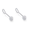 Minimalist S999 sterling silver stud earrings with frosted silver ball finish - S999 Fine Silver (Marked S999) / Matte Hook 3MM