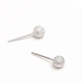 S999 sterling silver ball stud earrings with a matte frosted finish on white background - S999 Fine Silver (Marked S999) / Matte Straight 5MM