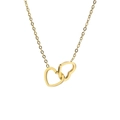 Elegante goldene Halskette aus Titanstahl mit ineinandergreifenden Doppelherz-Anhängern - Gold