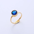 Elegante verstelbare gouden ring met een fonkelende blauwe ronde zirkoonsteen - Verstelbaar Open / Goud met blauwe steen