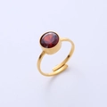 Elegante gouden verstelbare ring met een grote ronde rode zirkonia edelsteen - Verstelbaar Open / Goud met rode steen
