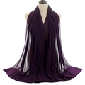 Deep purple pearl chiffon long hijab wrap for women with lightweight draping texture - Dark Purple