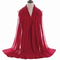 Solid burgundy chiffon pearl headscarf for women with lightweight breathable texture - Wine Red