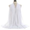 Solid white lightweight pearl chiffon headscarf for women in elegant Malaysian style - White
