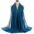 Breathable peacock blue chiffon hijab wrap for women with soft translucent texture - Dark Cyan
