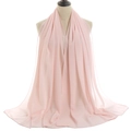 Elegant light pink chiffon hijab shawl displayed on a mannequin for summer wear - Powder Pink