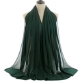 Deep green pearl chiffon hijab scarf for women showing breathable lightweight fabric - 19# Dark Green