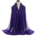 Deep purple long chiffon hijab scarf for women, lightweight and breathable solid color wrap - Royal Blue Purple