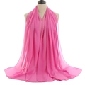 Lightweight breathable pearl chiffon long scarf shawl in vibrant bright pink finish - Hot Pink