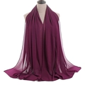 Detail of dark purple breathable chiffon long scarf draped on a mannequin - Plum (44#)