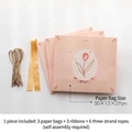 Pink tulip gift bag set with gold ribbon, 30x12x27cm thick paper bags with Merci text - ZD5002 Flower Sentiment-L Thanks (Set of 3)