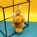 Portachiavi uva di peluche giallo con fiocco di pizzo e chiusura in metallo dorato - Giallo Zenzero