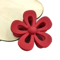 Large matte red flower hair claw clip with a minimalist frosted petal design for women - Large Hollow Flower Style / Red