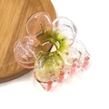 Glittery gradient plumeria hair claw clip in pink, yellow, and green resin - Hollow Plum Blossom Glitter Claw [Green]