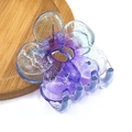 Glittery gradient purple and blue flower hair claw clip made of translucent resin - Hollow Plum Blossom Glitter Claw [Purple]