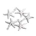 Polished silver stainless steel starfish charms for DIY jewelry making and necklace crafts - Steel