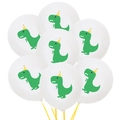 White latex balloons with green cartoon dinosaur patterns for kids birthday party decoration - Bulk Dinosaur Latex Balloon (Piece) (HY#18CKT) / 1 Piece