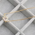 Golden Hamsa Hand necklace with colorful zircon Evil Eye pendant in a jewelry box - B0124 Hamsa B Gold