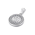Retro hammered texture stainless steel round pendant necklace with beaded border detail - Hammered Round Style (KP100616-KJX)