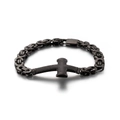 Pulsera bizantina negra para hombre en acero inoxidable con un dije de cruz moderna - Negro (KB124342-KFC)