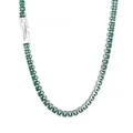 Elegant silver tennis chain necklace featuring square cut emerald green cubic zirconia - Silver Base Green Square Gemstone (KN234318-KFC)