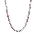Colorful princess cut gemstone tennis necklace in silver finish with secure clasp - Silver Base Multicolor Square Gemstone (KN234320-KFC)