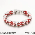 Fahrradketten-Armband aus Edelstahl in Rot und Silber im Industrial-Rock-Stil - Rot & Silber (KB137068-KFC)