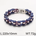 Blau-violettes Fahrradketten-Armband für Herren, 220x10mm Edelstahl Punk-Schmuckstück - Blau & Lila (KB137069-KFC)