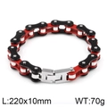 Hip-Hop Edelstahl Fahrradketten-Armband in Rot Schwarz und Silber 220x10mm - Rot, Schwarz & Silber (KB42333-D)