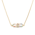 Collana dorata con anello ovale incastonato di zirconi e gemme colorate - Freccia ad Anello Ovale