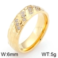 6mm hammered 18k gold titanium ring with slanted pave set cubic zirconia stones - US 9 / Gold Color Men (KR41997-K)
