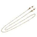 Catena per occhiali dorata con perle bianche e passanti in silicone - Oro