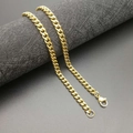 Detailed close-up of 5mm gold-plated titanium steel Cuban link chain with lobster clasp - Gold Cuban Chain (5mm*70cm)