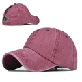 Washed burgundy ponytail baseball cap with vintage distressed texture and metal buckle - One Size / Washed Wine Red