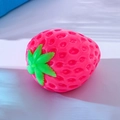 Pink light-changing strawberry squishy toy with green leaves and realistic texture - Pink Flour Strawberry