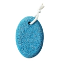 Blue oval pumice stone for foot exfoliation with white hanging rope for drying - 9x6.5x3cm Limestone Pumice / Blue