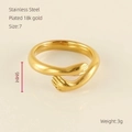 Macro view showing 9mm width and 18k gold plated stainless steel hug ring details - US 7 / Gold