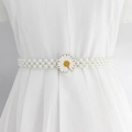 Ceinture élégante en perles avec boucle marguerite blanche et double rangée de perles - EL95-32 Style Marguerite