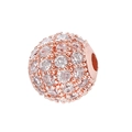 Sparkling 8mm rose gold copper ball bead with micro-pave cubic zirconia for DIY jewelry - White Zirconia Rose Gold Plated